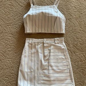 Top shop denim white and blue striped set